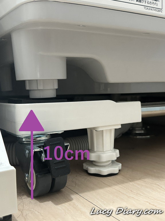 可動式キャスターの高さは約10ｃｍ